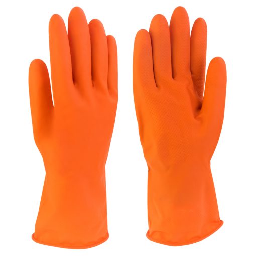Household Gloves ถุงมือแม่บ้าน ยางธรรมชาติ สีส้ม แบบหนา ยาว 30 ซม
