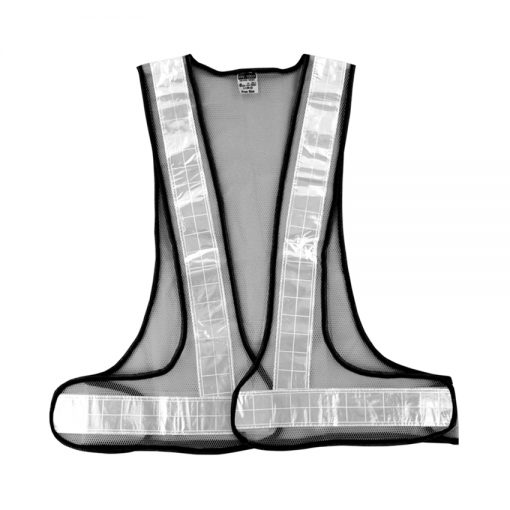 HV-1003 เสื้อจราจร สะท้อนแสง แบบสาย ผ้าดำ แทบขาว