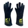 LWG16 BLACK | ถุงมือหนังงานเชื่อมไฟฟ้า ตัดเลเซอร์ สีดำ ยาว16นิ้ว Protek Plus