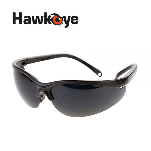 HAWKEYE D-3007 | แว่นตานิรภัย เลนส์ดำเฉด 8/ มียางรองจมูก/ปรับเลื่อนขาได้