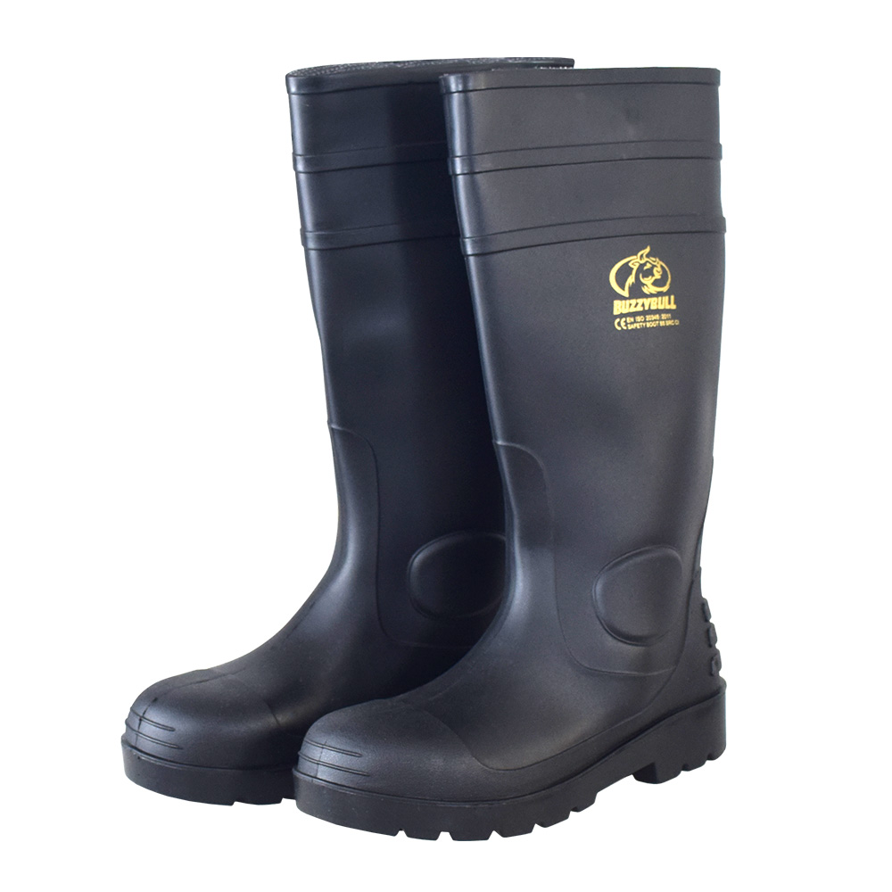 BUZZY BULL SAFETY BOOT GS-8822 รองเท้าบูทสูง 40cm หัวเหล็ก พื้นเหล็ก สีดำ